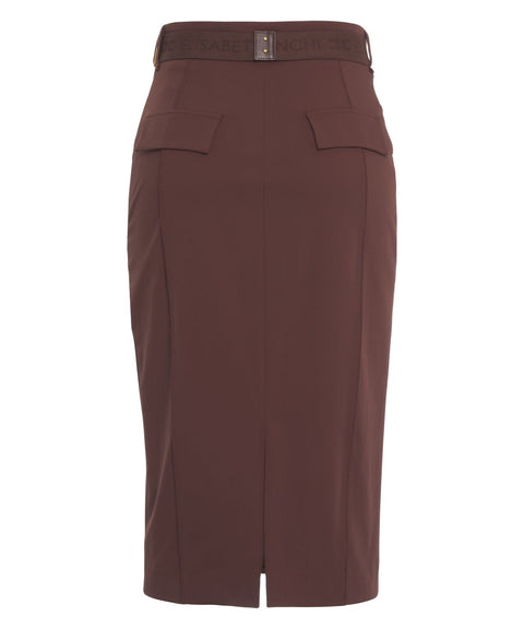 Gonna midi con cintura logo