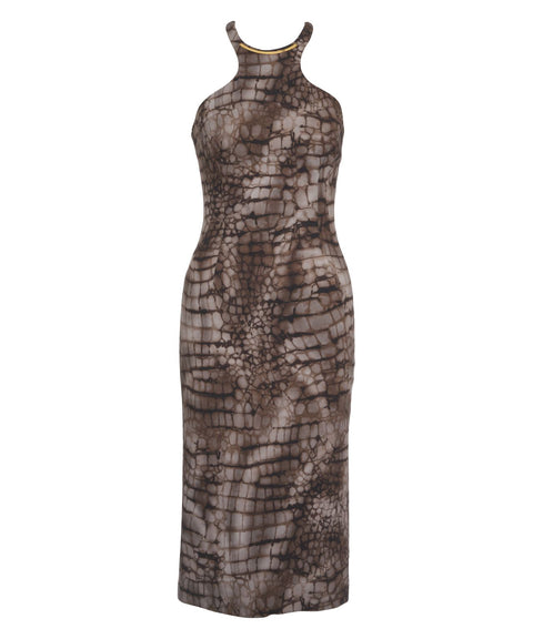 Abito midi con stampa animalier