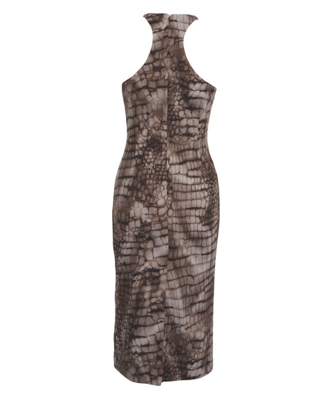 Abito midi con stampa animalier