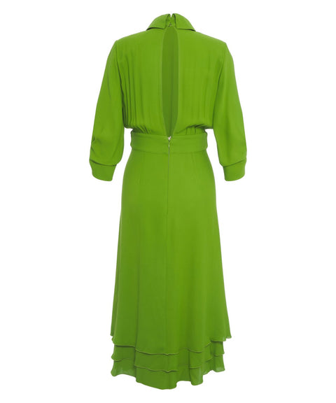 Elisabetta Franchi Maxi dress with ruffle details Green Women MAXIMILIAN.it Elisabetta Franchi Maxi dress with ruffle details Green Women MAXIMILIAN.it