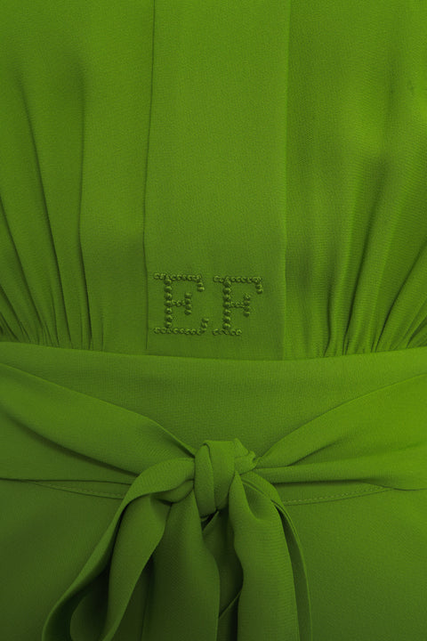 Abito lungo con dettagli a balze