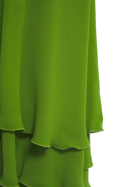 Abito lungo con dettagli a balze