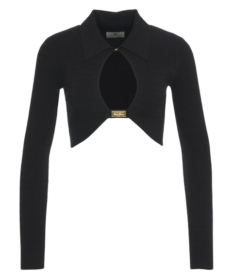 Top in maglia con dettagli logo