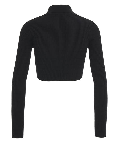 Top in maglia con dettagli logo