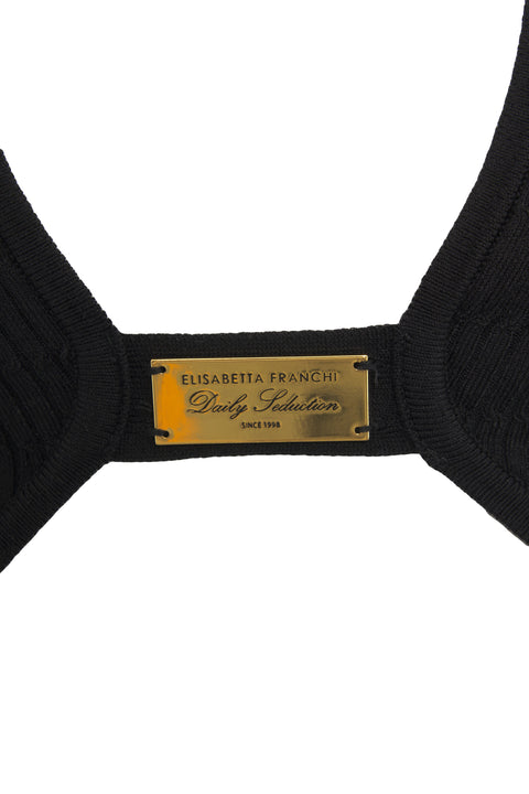 Top in maglia con dettagli logo