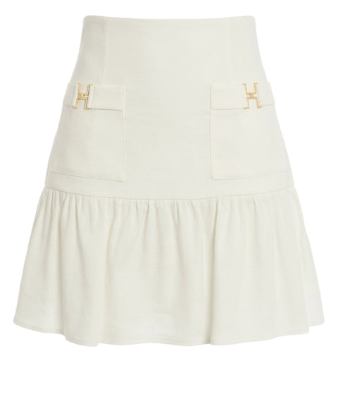 Linen blend mini skirt