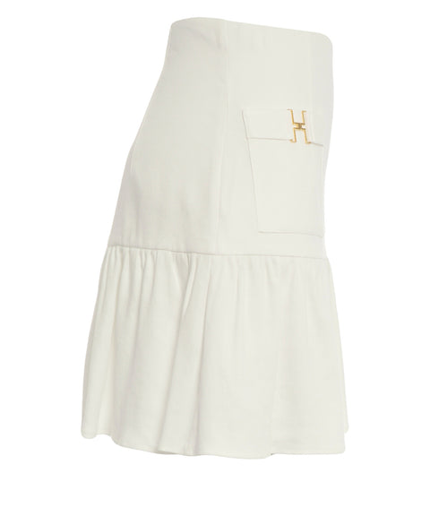 Linen blend mini skirt