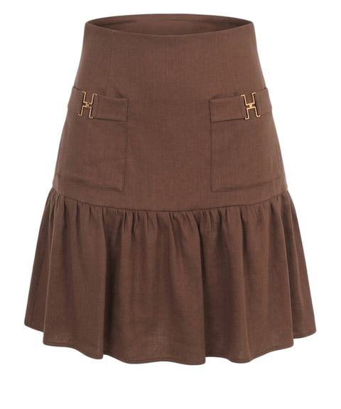 Linen blend mini skirt