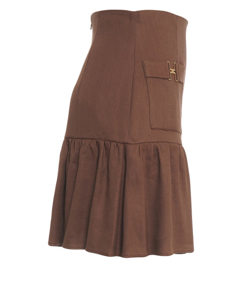 Linen blend mini skirt