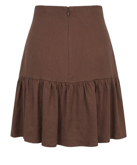 Linen blend mini skirt
