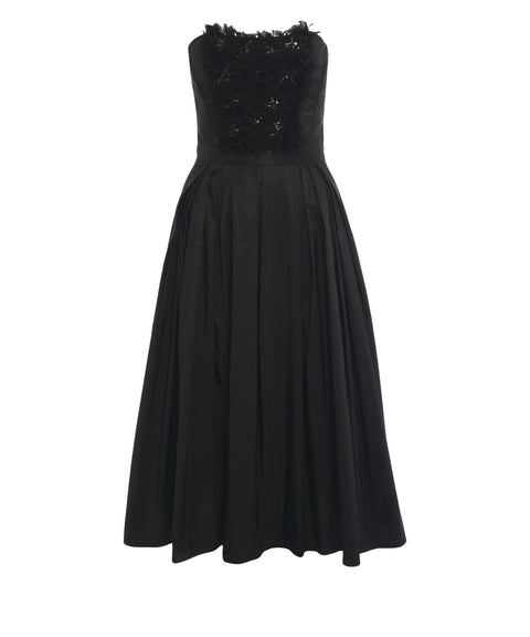 Abito midi con applicazioni floreali