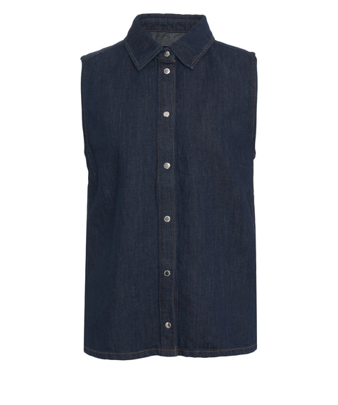 Blusa smanicata in denim