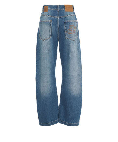 Jeans with floral appliqués 'Bimo'