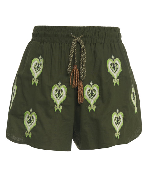 Shorts con ricami