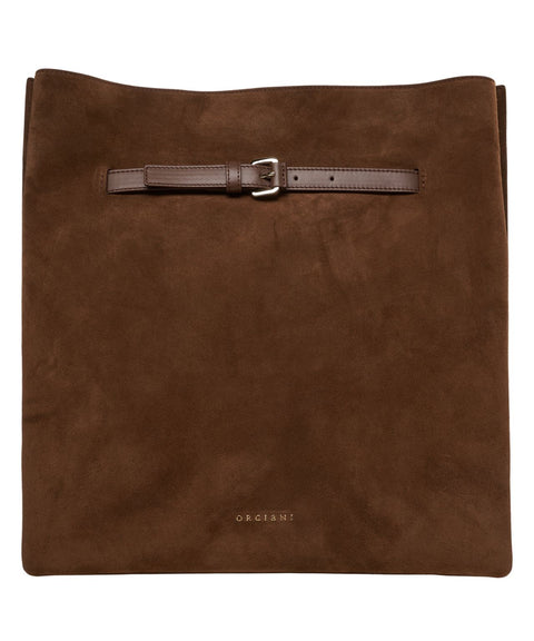 Borsa a spalla in pelle scamosciata