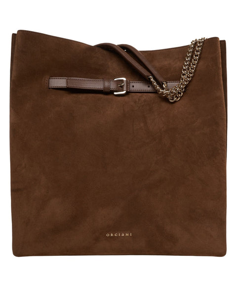 Borsa a spalla in pelle scamosciata