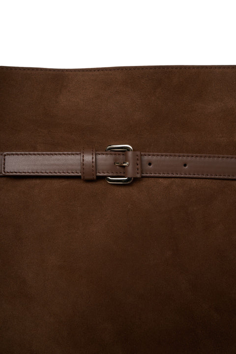 Borsa a spalla in pelle scamosciata