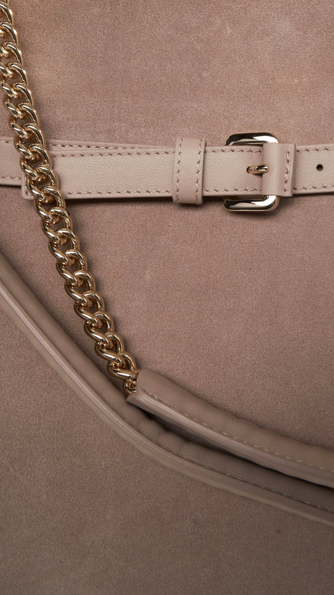 Borsa a spalla in pelle scamosciata