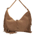 Borsa a spalla scamosciata con frange
