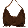 Borsa a spalla scamosciata con frange