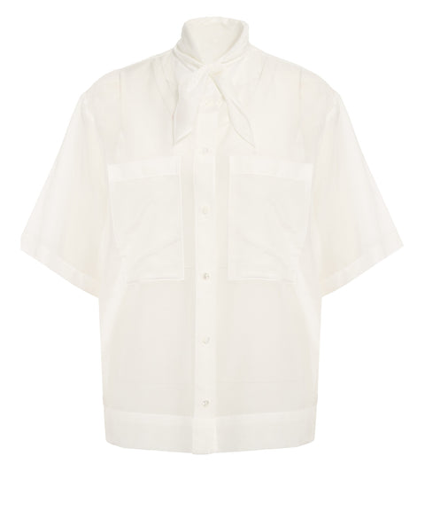 Blusa in misto cotone e seta