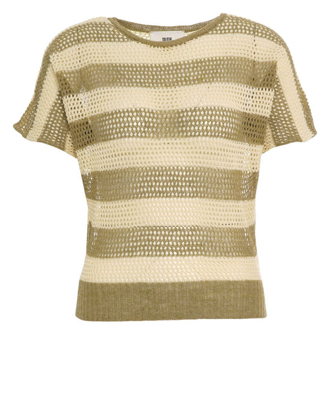 Linen blend knit top