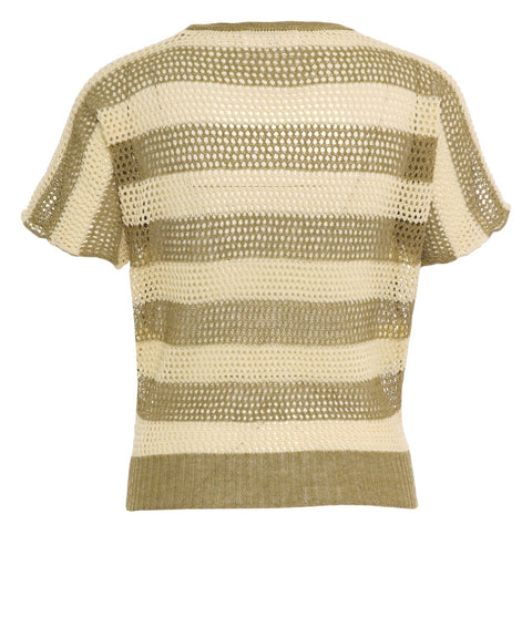 Linen blend knit top