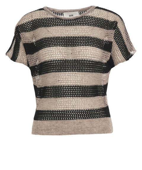 Linen blend knit top