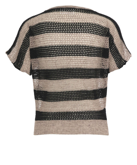 Linen blend knit top