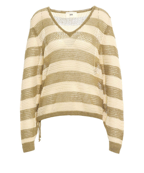 Linen blend knit sweater
