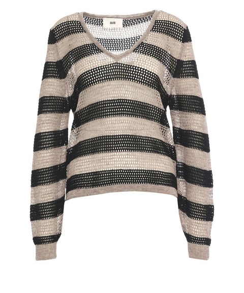 Linen blend knit sweater