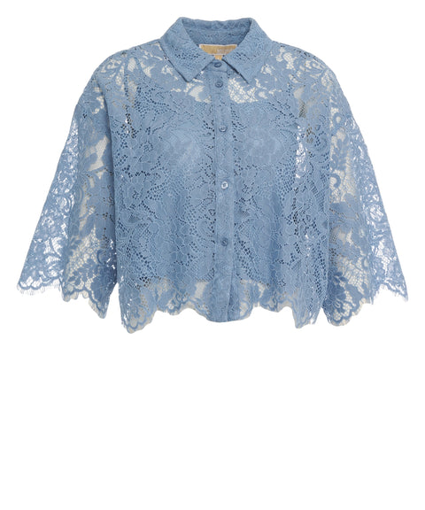 Blusa in pizzo con motivo floreale