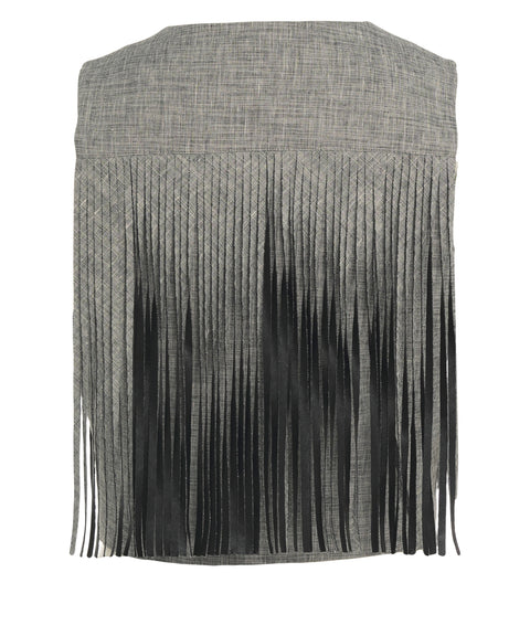 Gilet con dettaglio frange