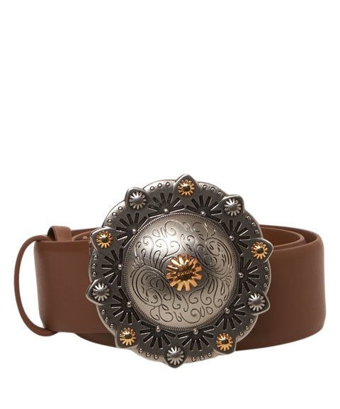 Cintura in pelle con maxi fibbia