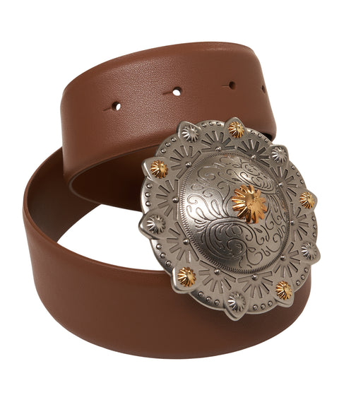 Cintura in pelle con maxi fibbia