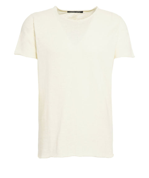 T-shirt in misto cotone e lino