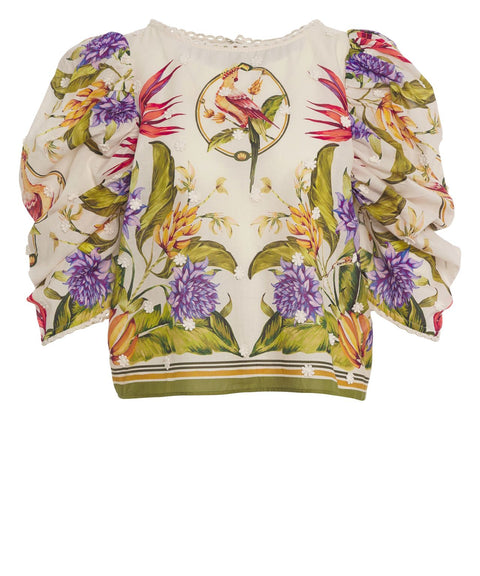 Blusa con stampa floreale
