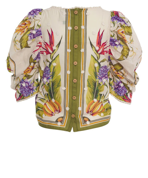 Blusa con stampa floreale