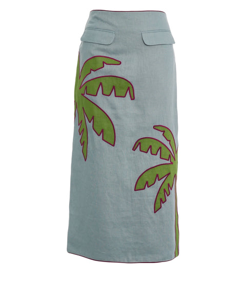 Linen skirt with embroidery