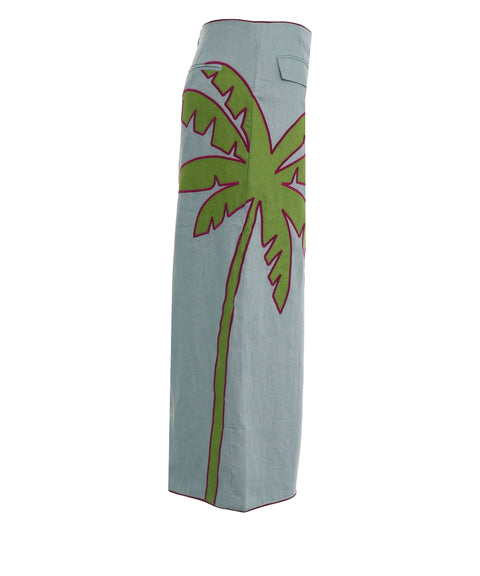 Linen skirt with embroidery