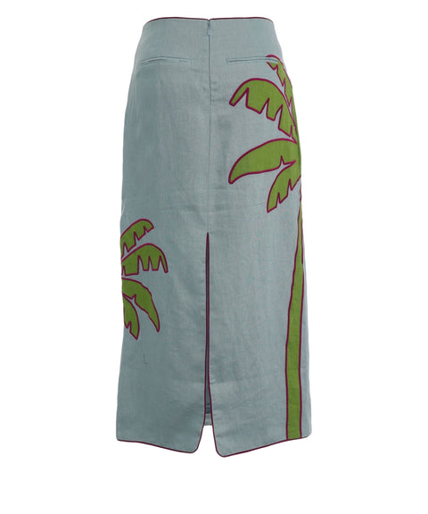 Linen skirt with embroidery