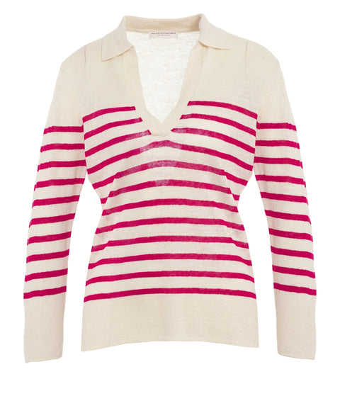 Maglione a righe in lino