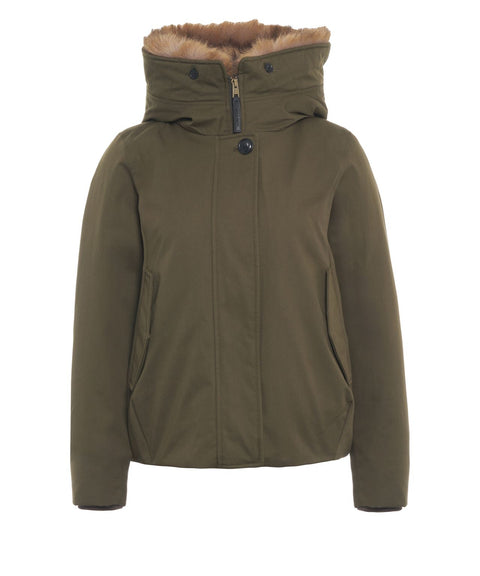 Parka with detachable fur trim