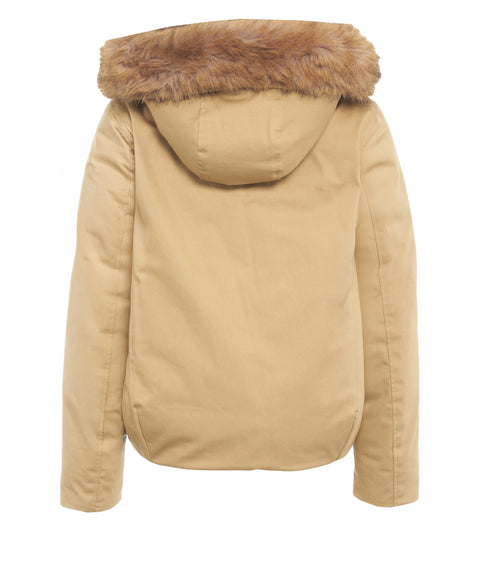 Parka with detachable fur trim