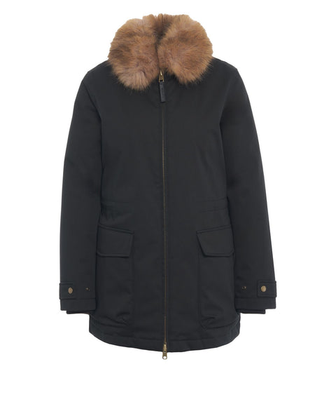 Parka with faux fur collar