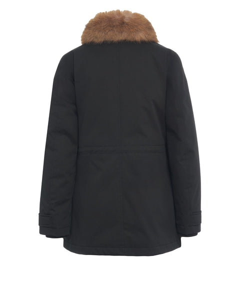 Parka with faux fur collar