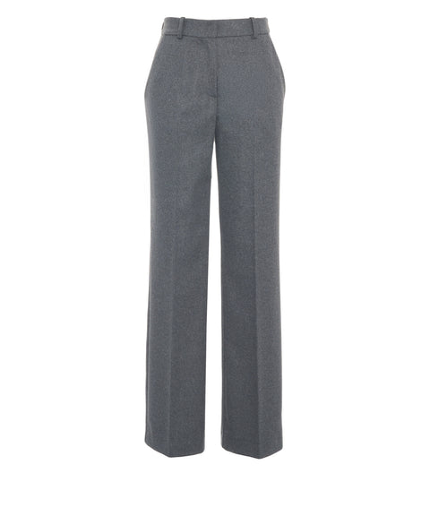 Pantaloni con pieghe stirate in lana