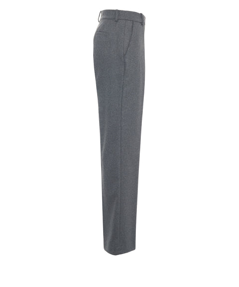 Pantaloni con pieghe stirate in lana