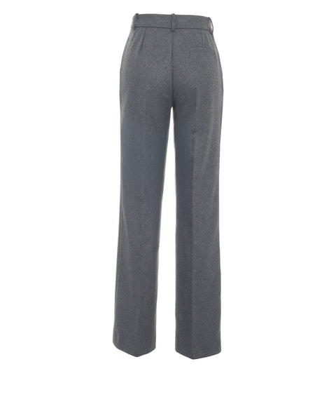 Pantaloni con pieghe stirate in lana