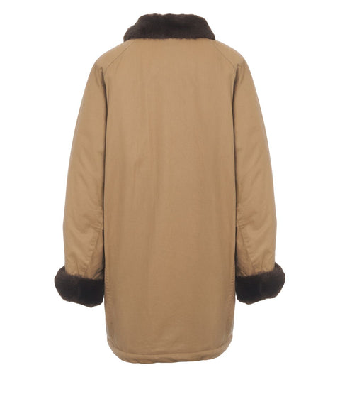 Coat with faux fur collar